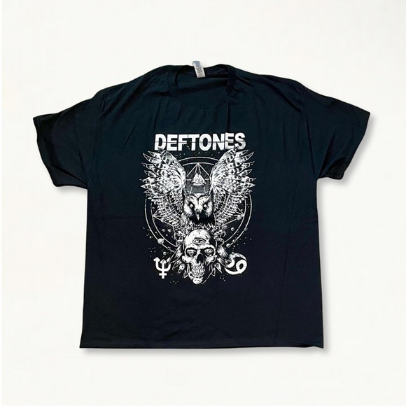 💚NEW Deftones Diamond Eyes Skull Owl 2002 Tour Band Tee Gojira Graphic T-Shirt - Picture 2 of 10